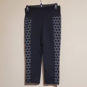 Athleta Chaturanga Crop Athletic Leggings Black White Women's Size Small